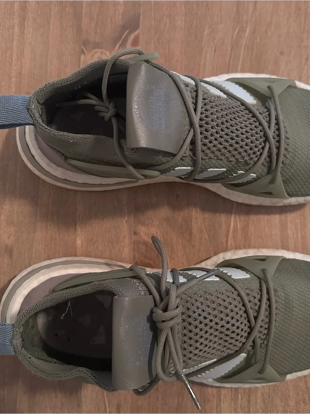 Adidas Arjun Primeknkt Olive Green Sneakers with White Stripes